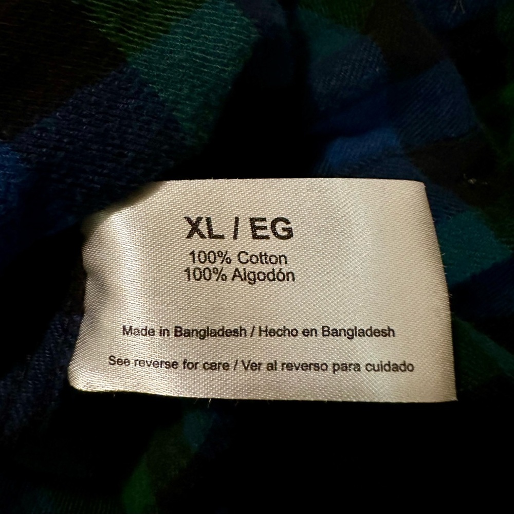 Eddie Bauer Men’s XL Plaid Button Down Shirt | Blue Green Cotton | Lightweight - Picture 7 of 8